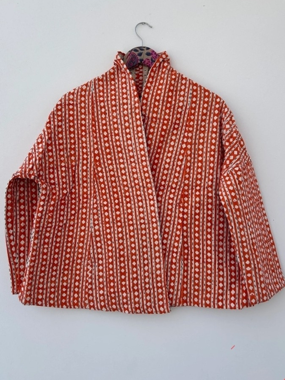 Kantha Red Patterned Handsewn Women's Coat S/M